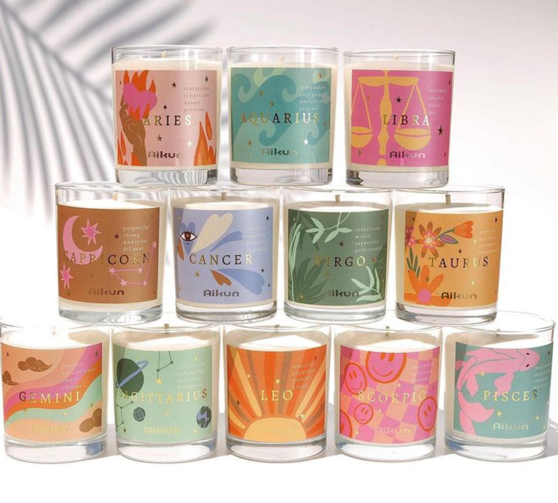 AIKUN 2025 Hand-Painted Color Tags Aromatherapy Candle Air Purifying Mood Enhancing Gift Candle