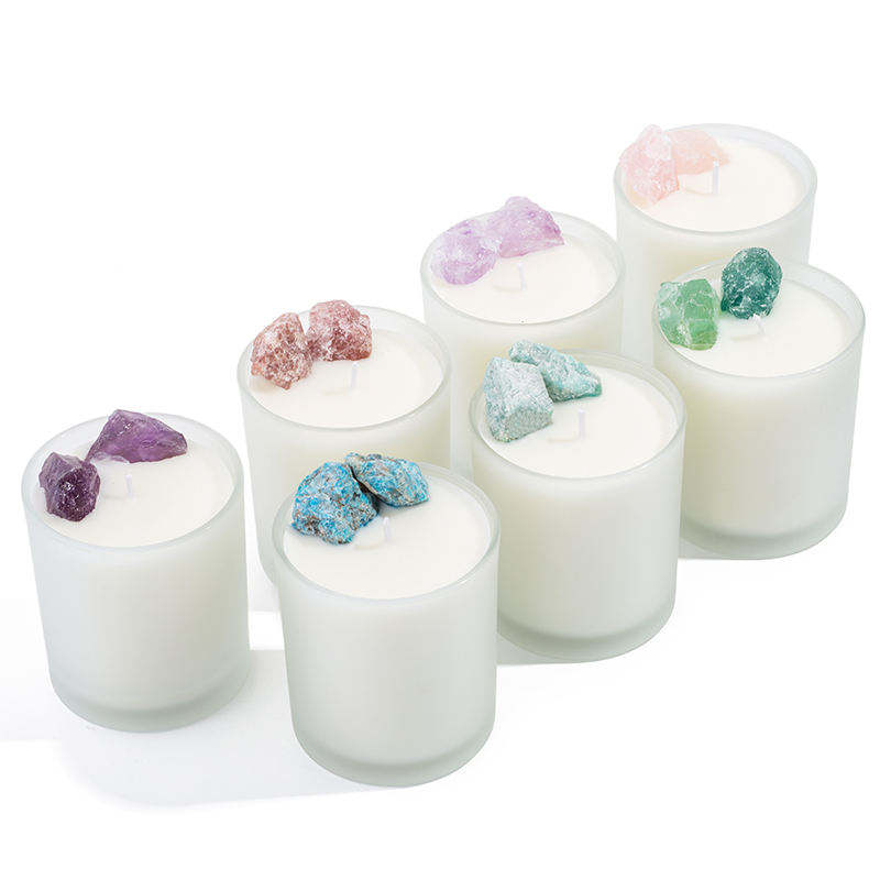 Customizable Private Label Colored Stone Glass Jar Organic Soy Wax Scented Candles for Collector