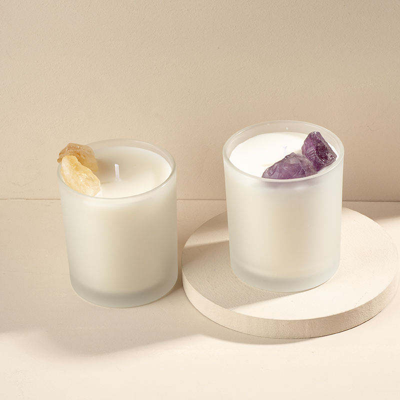 Customizable Private Label Colored Stone Glass Jar Organic Soy Wax Scented Candles for Collector
