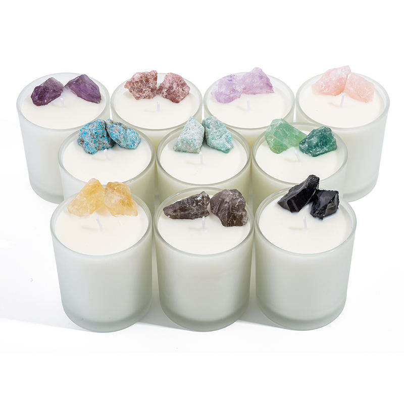 Customizable Private Label Colored Stone Glass Jar Organic Soy Wax Scented Candles for Collector