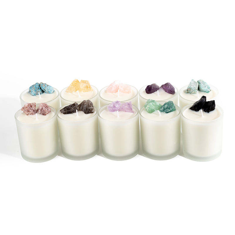 Customizable Private Label Colored Stone Glass Jar Organic Soy Wax Scented Candles for Collector