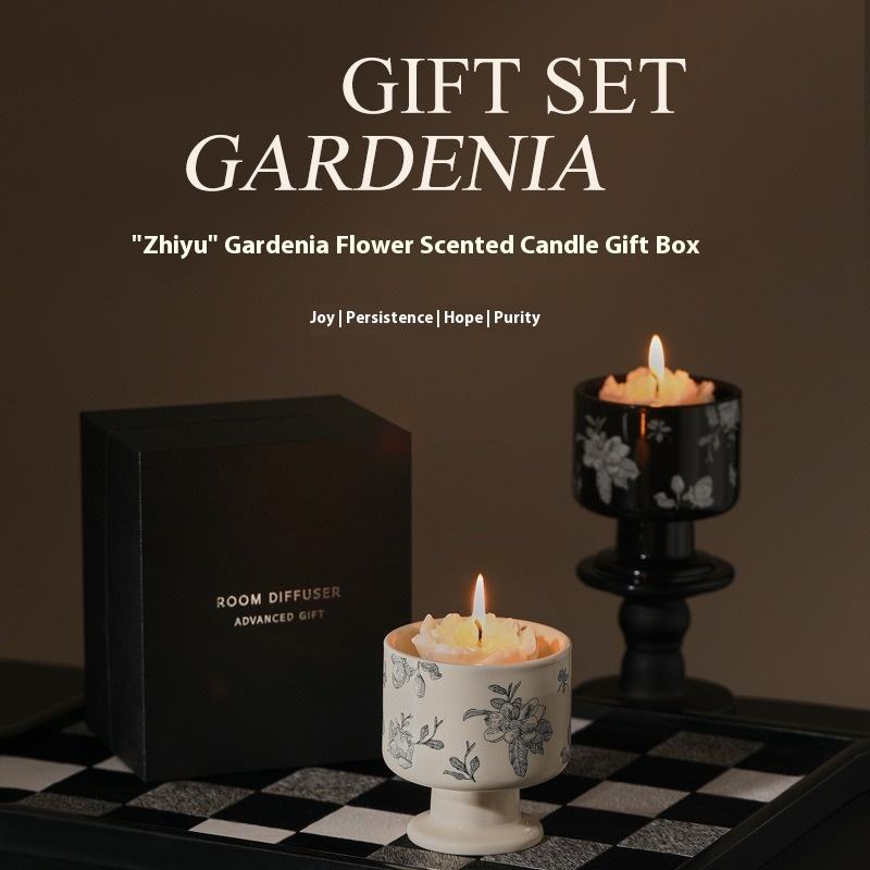 Private Label French High Footed Ceramic Cup Candles Soy Wax Scented Candles for Holiday Gifts