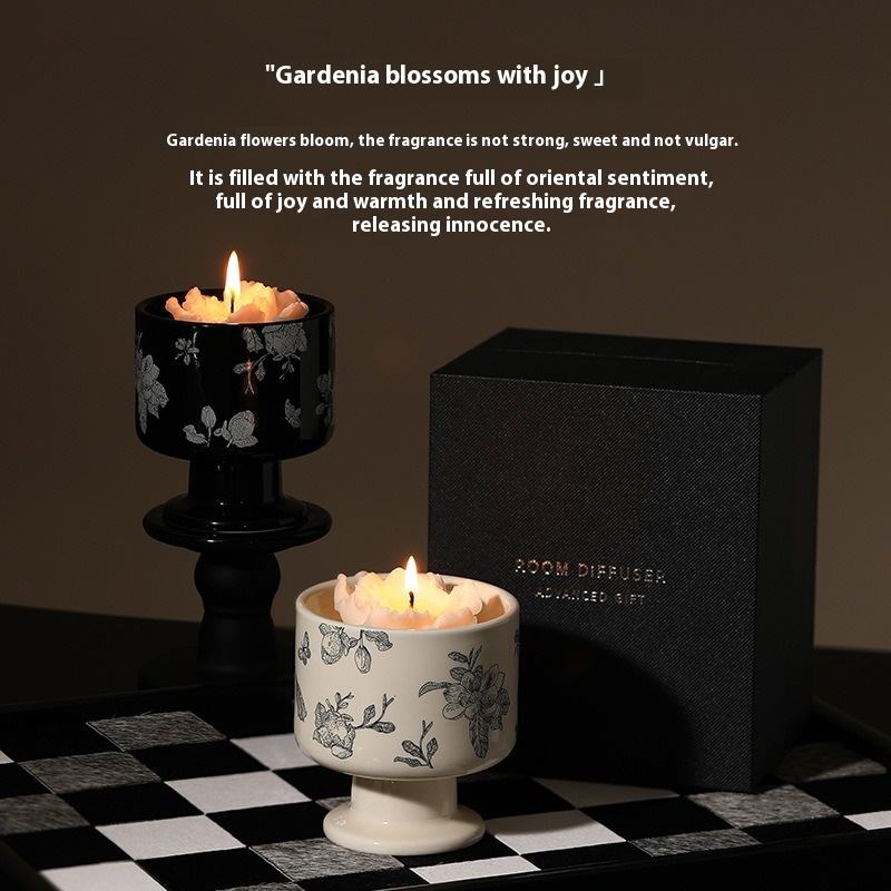 Private Label French High Footed Ceramic Cup Candles Soy Wax Scented Candles for Holiday Gifts