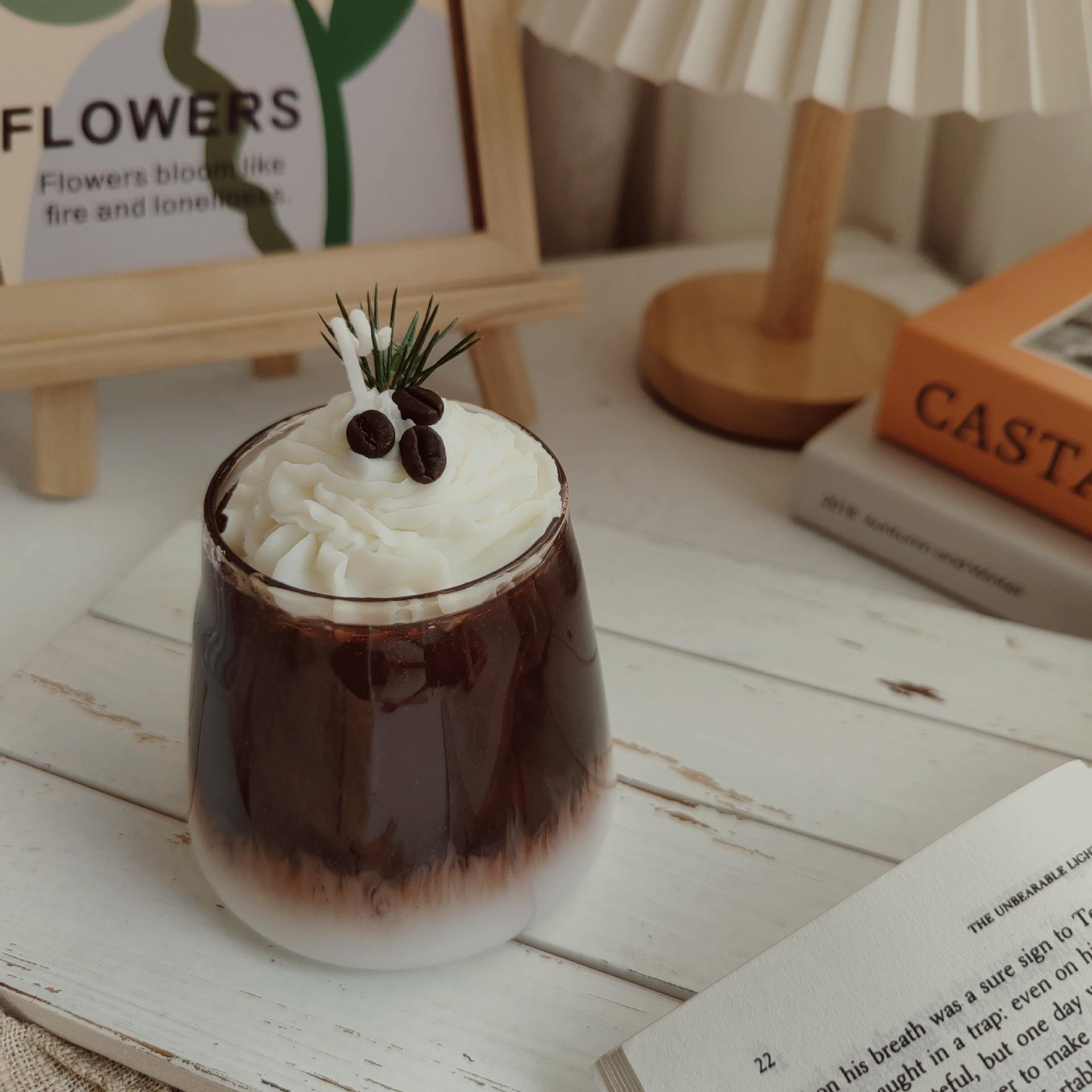 Internet Celebrity Milk Covered Coffee Iced American Black Coffee With Souvenir Glass Cup Jelly Scented Candles