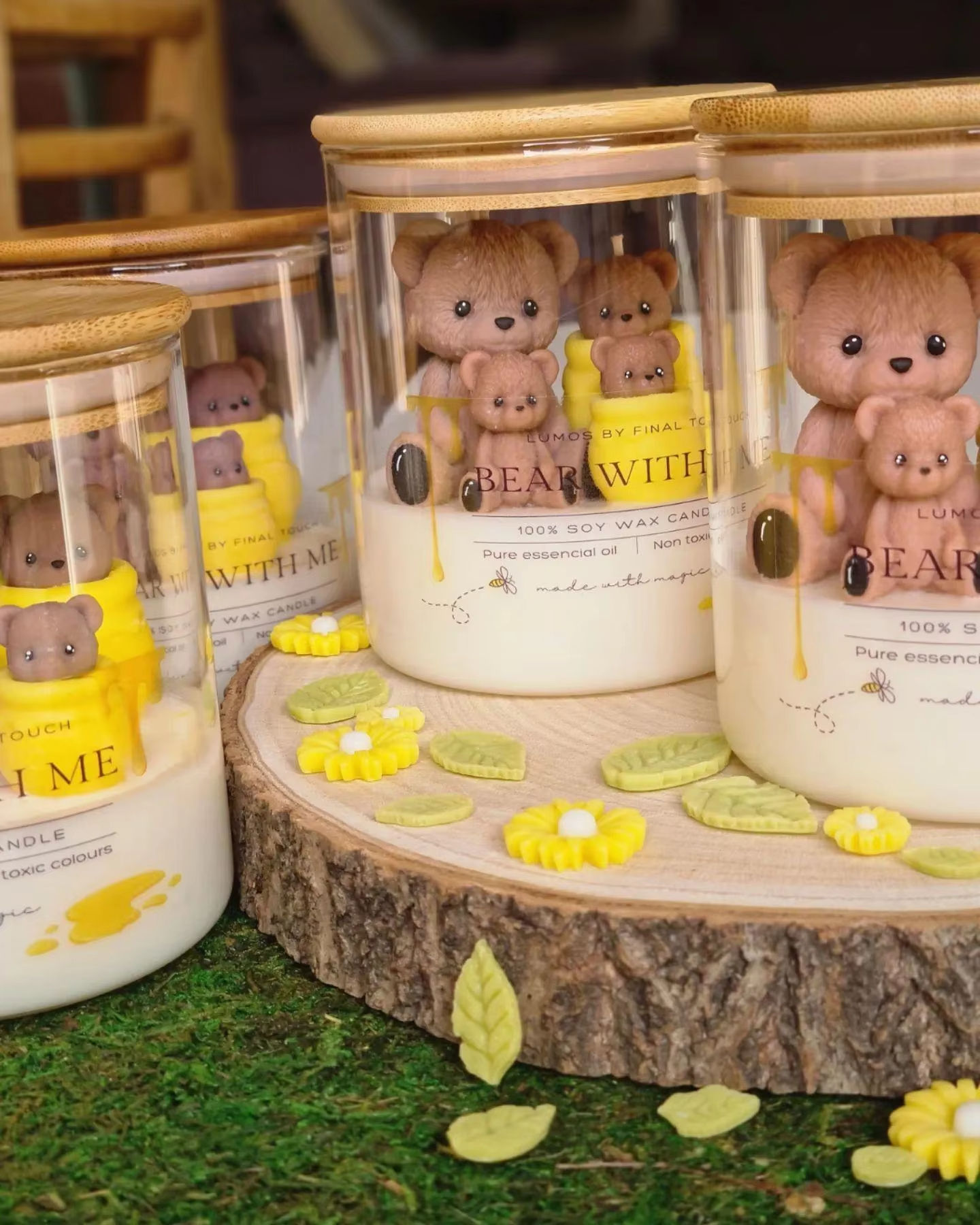 Support Customization New Design Cute Bear Birthday Cake Party Beautiful Popular Scented Candles