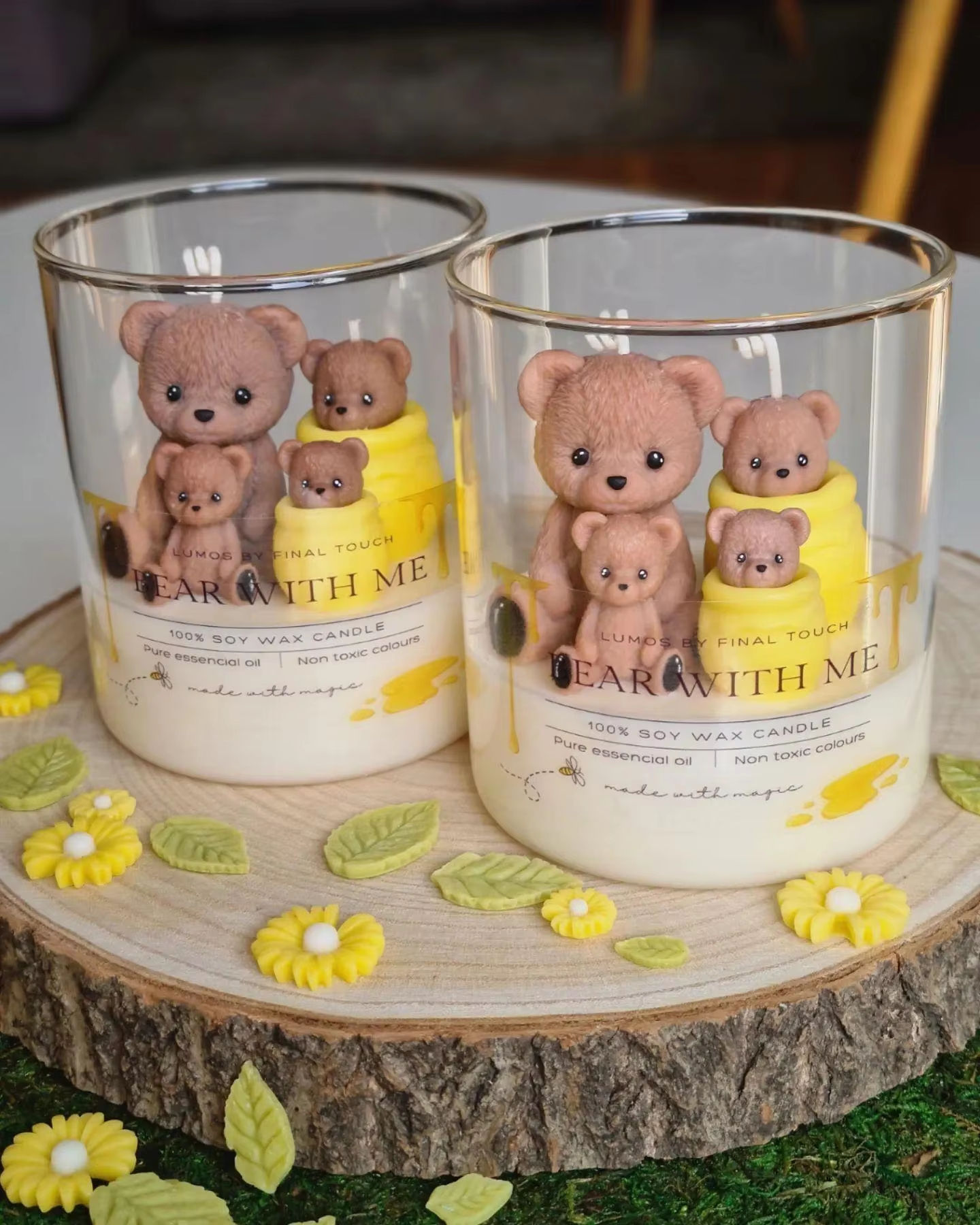 Support Customization New Design Cute Bear Birthday Cake Party Beautiful Popular Scented Candles