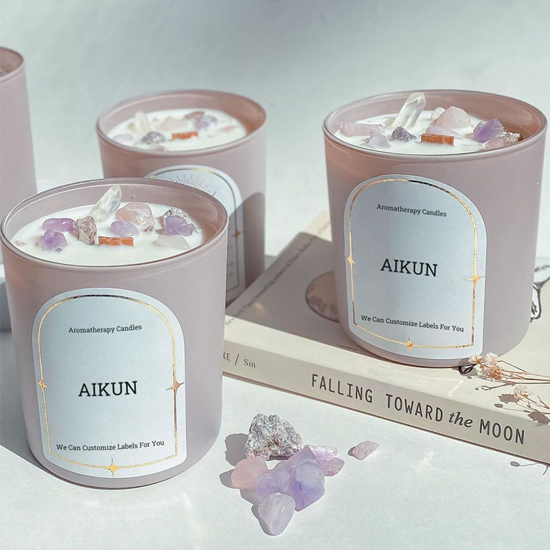 AIKUN Customized Gift Healing Crystal Grateful Thank You Mom Lavender Scented Candles Mothers Day Gifts Presents for Mom