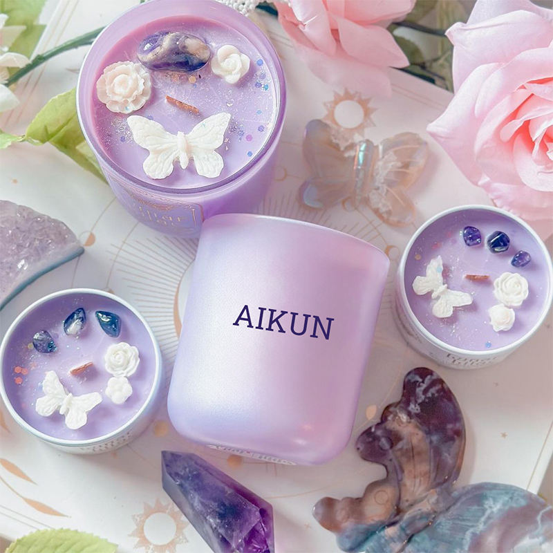 AIKUN Customized Gift Healing Crystal Grateful Thank You Mom Lavender Scented Candles Mothers Day Gifts Presents for Mom