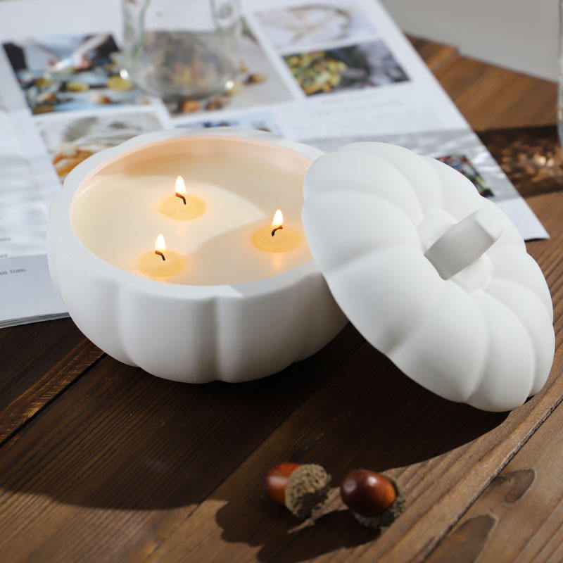 AIKUN 500ml Matte Halloween Pumpkin Ceramic Candle Holder Aroma Ornament Handmade Cross-Border Empty Cup for Home Decor