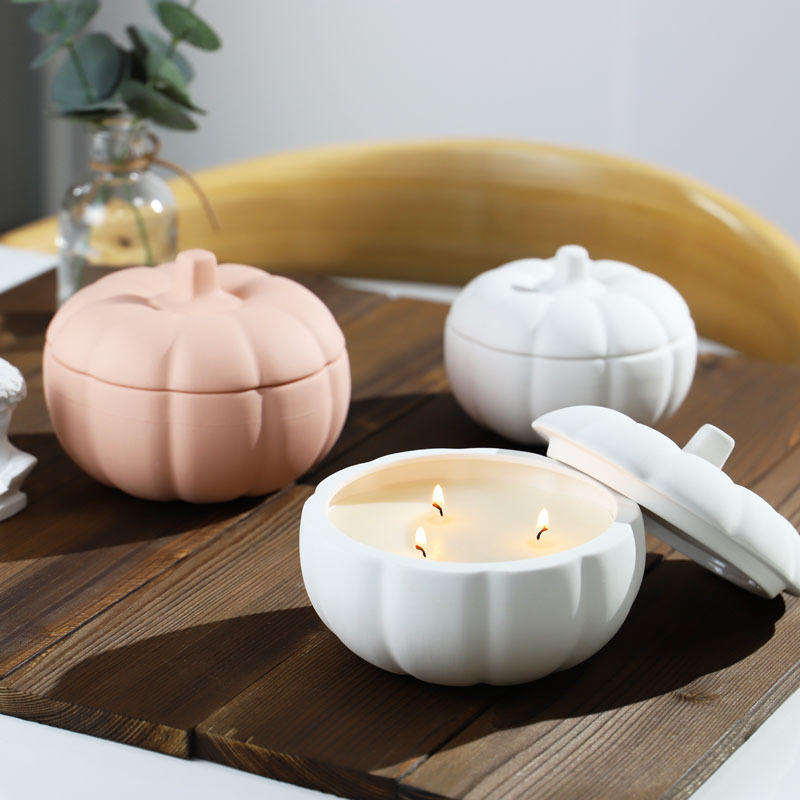 AIKUN 500ml Matte Halloween Pumpkin Ceramic Candle Holder Aroma Ornament Handmade Cross-Border Empty Cup for Home Decor