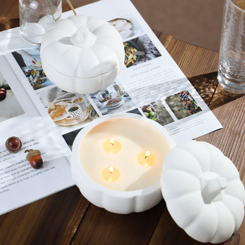AIKUN 500ml Matte Halloween Pumpkin Ceramic Candle Holder Aroma Ornament Handmade Cross-Border Empty Cup for Home Decor