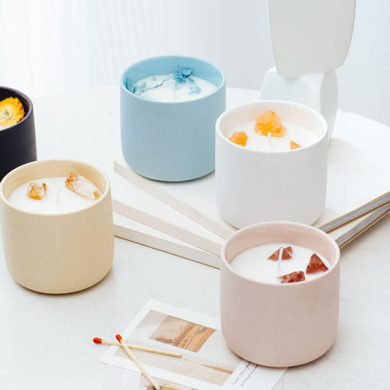 Luxury Romantic Home Fragrance Ceramic Jars Soybean Crystal Candles