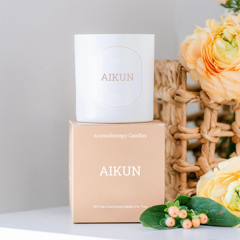 Aikun Customize Minimalism Tabletop Decorative Color Soy Wax Scented Candle Mini Transparent Cup Single Wick Candle