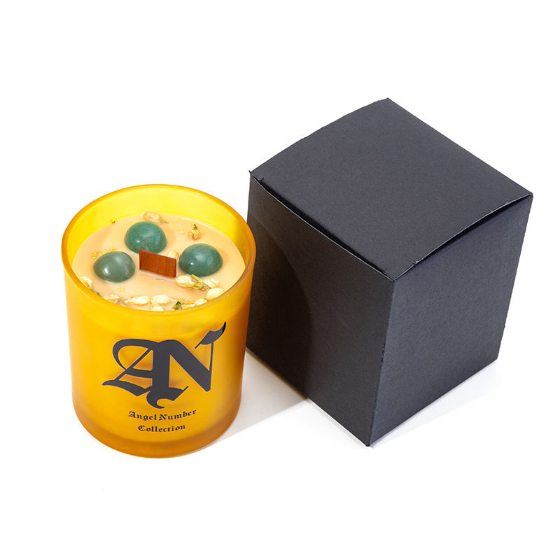 AIKUN Wholesale Luxury Private Label Classic Frosted Colorful Soy Wax Fragrance Oils Crystal Stone Scented Glass Candle