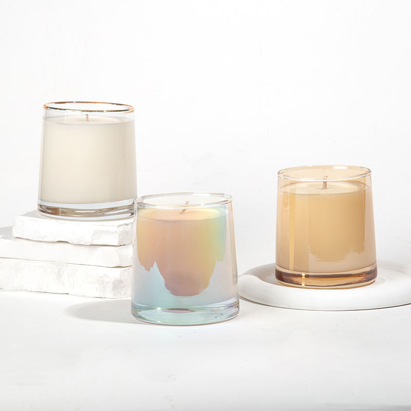 AIKUN Luxury Soy Wax Plating Color Electroplate Glass Aromatherapy Candles Private Label Essential Oil Scented Candles