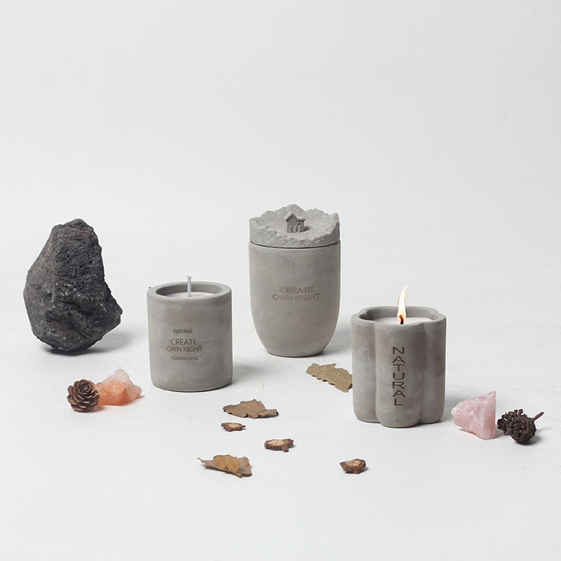Soy Wax Candles Luxury Cylindrical Cement Concrete Candles Lavender Fragrance Scented Home Hotel Bar Decor Candle