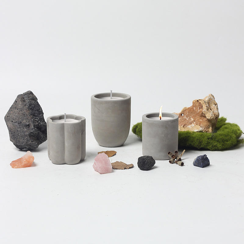 Soy Wax Candles Luxury Cylindrical Cement Concrete Candles Lavender Fragrance Scented Home Hotel Bar Decor Candle