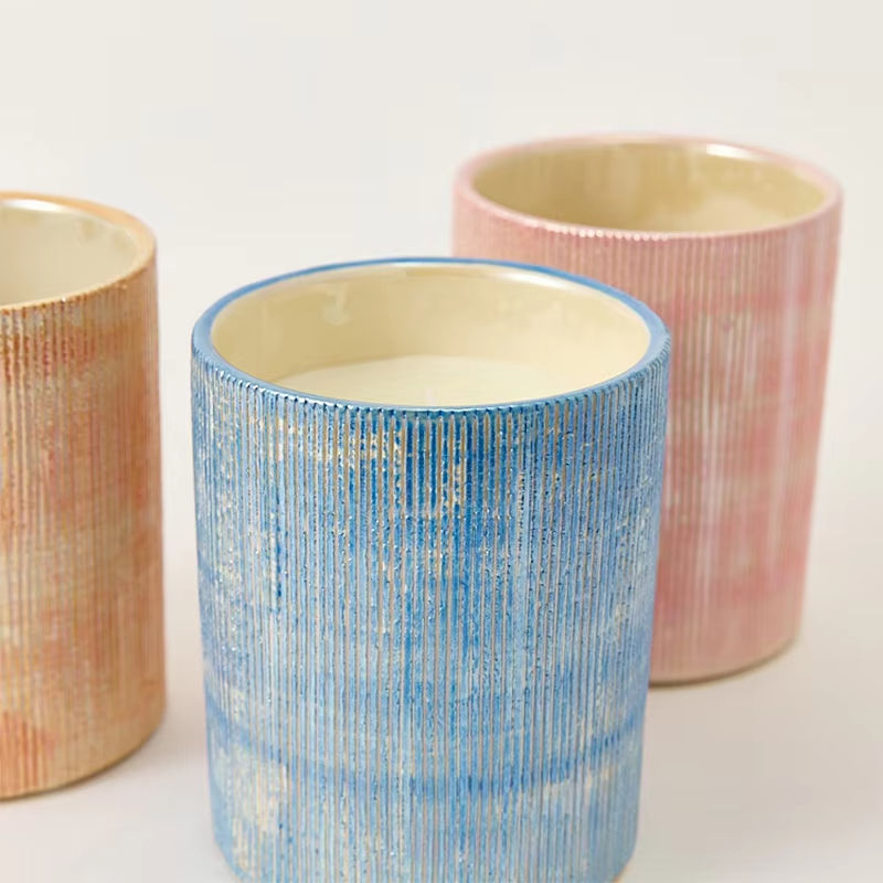 Aikun 600ml Pearl Glazed Hand-Scraped Ceramic Candle Cup High Quality Home Decor Aromatreatment Empty Cup
