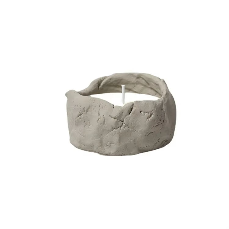 Aikun Unique and Amazing Design for Home Decoration Ceramic Concrete Candle Container Matte Black Candle Jars