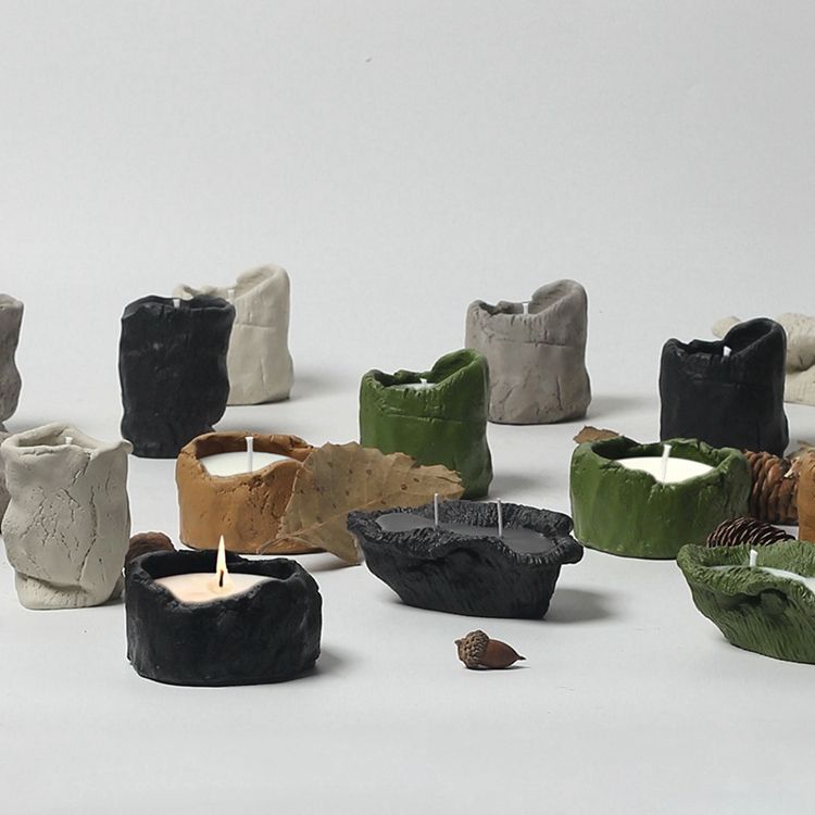 Aikun Unique and Amazing Design for Home Decoration Ceramic Concrete Candle Container Matte Black Candle Jars