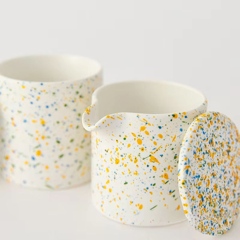 Aikun Designer 200ml Colorful Splash Clay Ceramic Candle Cup For Home Massage Candlestick Pressing Mouth Cup