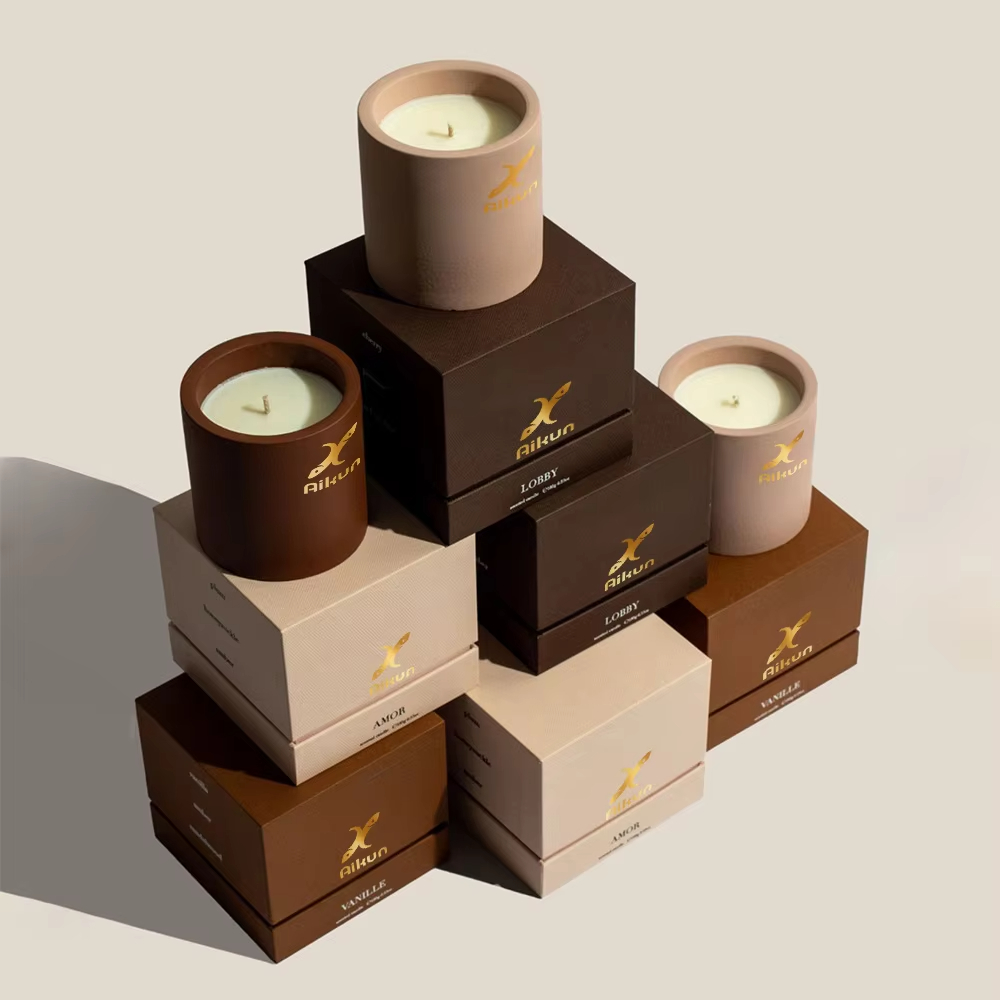 AIKUN Modern Ceramic Scented Candle with Lidded Design Premium Quality Reusable Aroma Candle Box Set