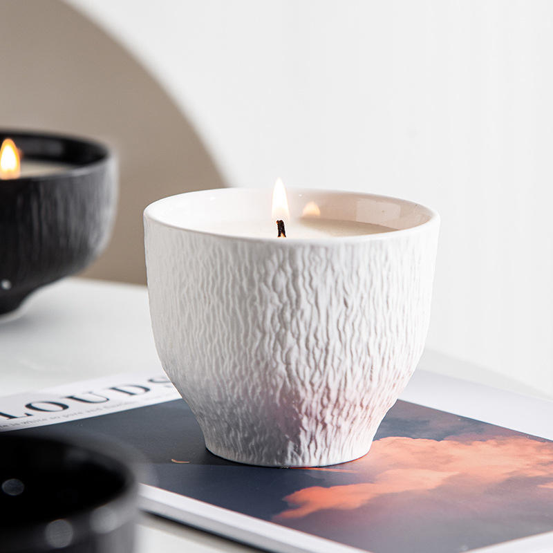 AIKUN Luxury Relief Ceramic Creative Home Fragrance Aroma Candle Cup for Decor