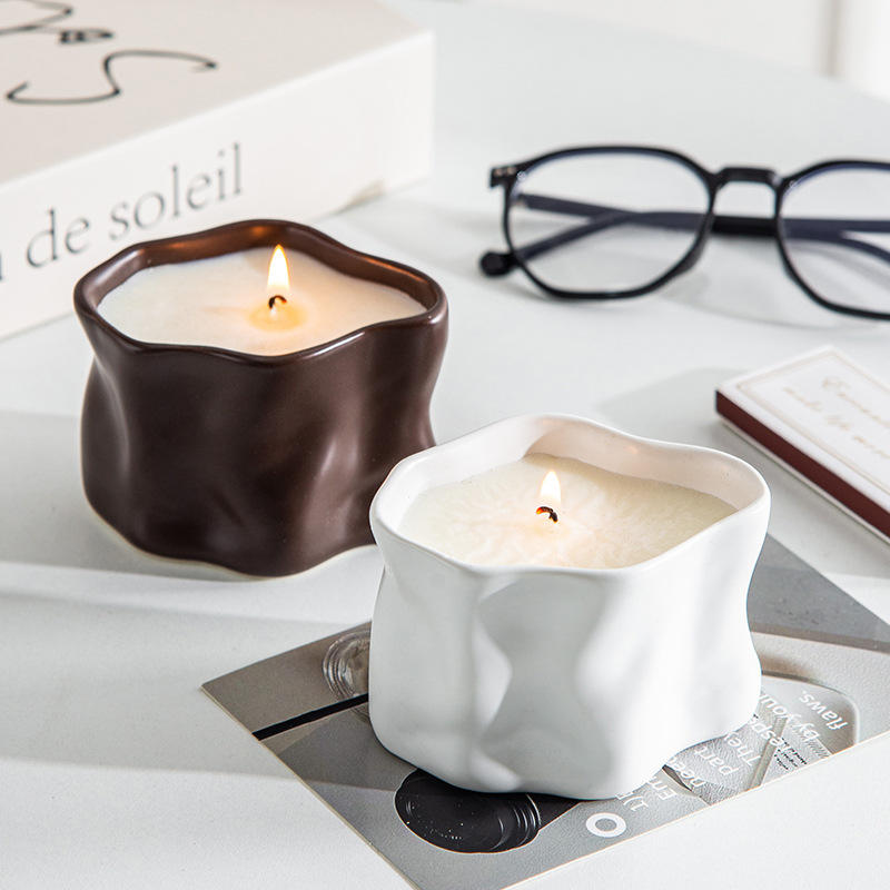 AIKUN DIY High-Quality Handmade Aroma Diffuser Fragrance Vessel Matte Ceramic Candle Empty Cup