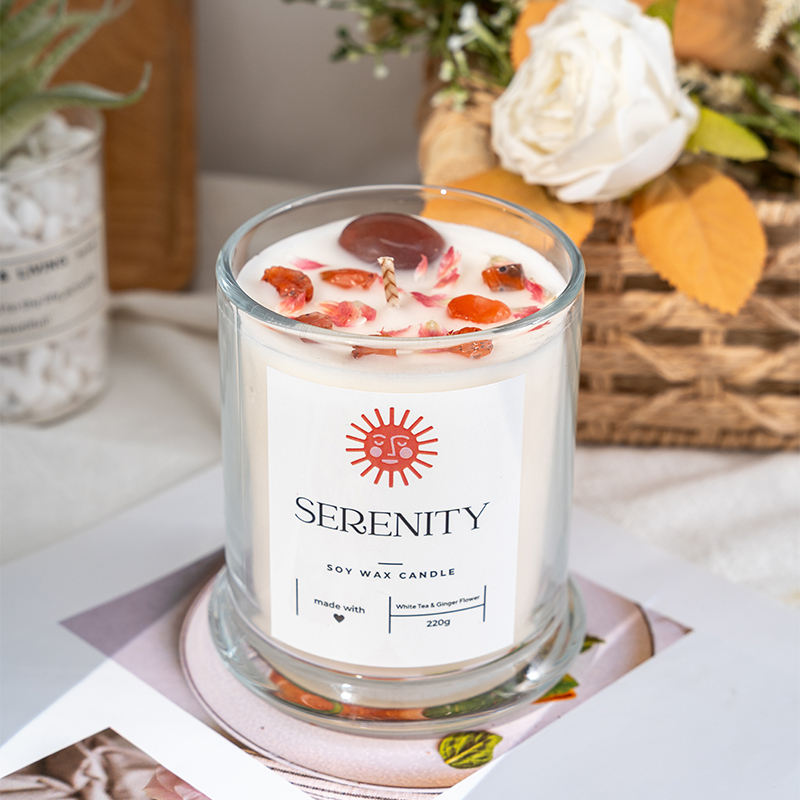 AIKUN Factory-Directly Sold High-Quality Durable Reusable Healing Dried Flower Crystal Aroma Candle for Purify Air Elevate Mood