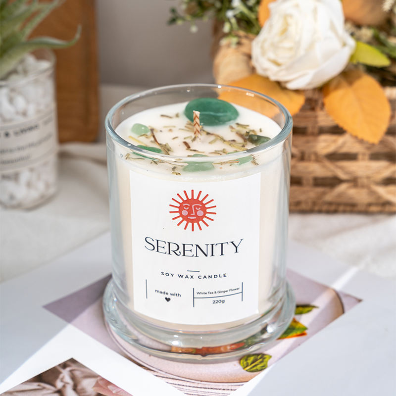 AIKUN Factory-Directly Sold High-Quality Durable Reusable Healing Dried Flower Crystal Aroma Candle for Purify Air Elevate Mood