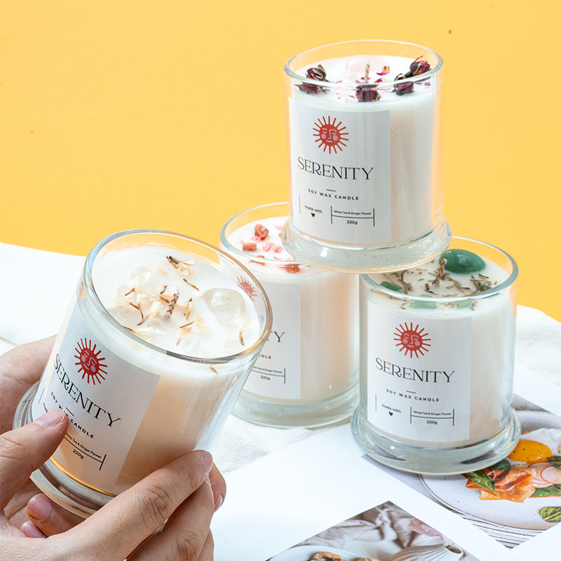 AIKUN Factory-Directly Sold High-Quality Durable Reusable Healing Dried Flower Crystal Aroma Candle for Purify Air Elevate Mood