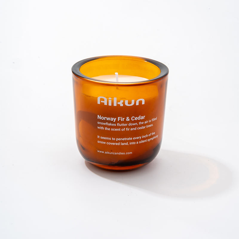 AIKUN Luxury Premium Quality Eco-Friendly Soy Wax Customizable Fragrance Essential Aroma Scented Amber Glass Candles