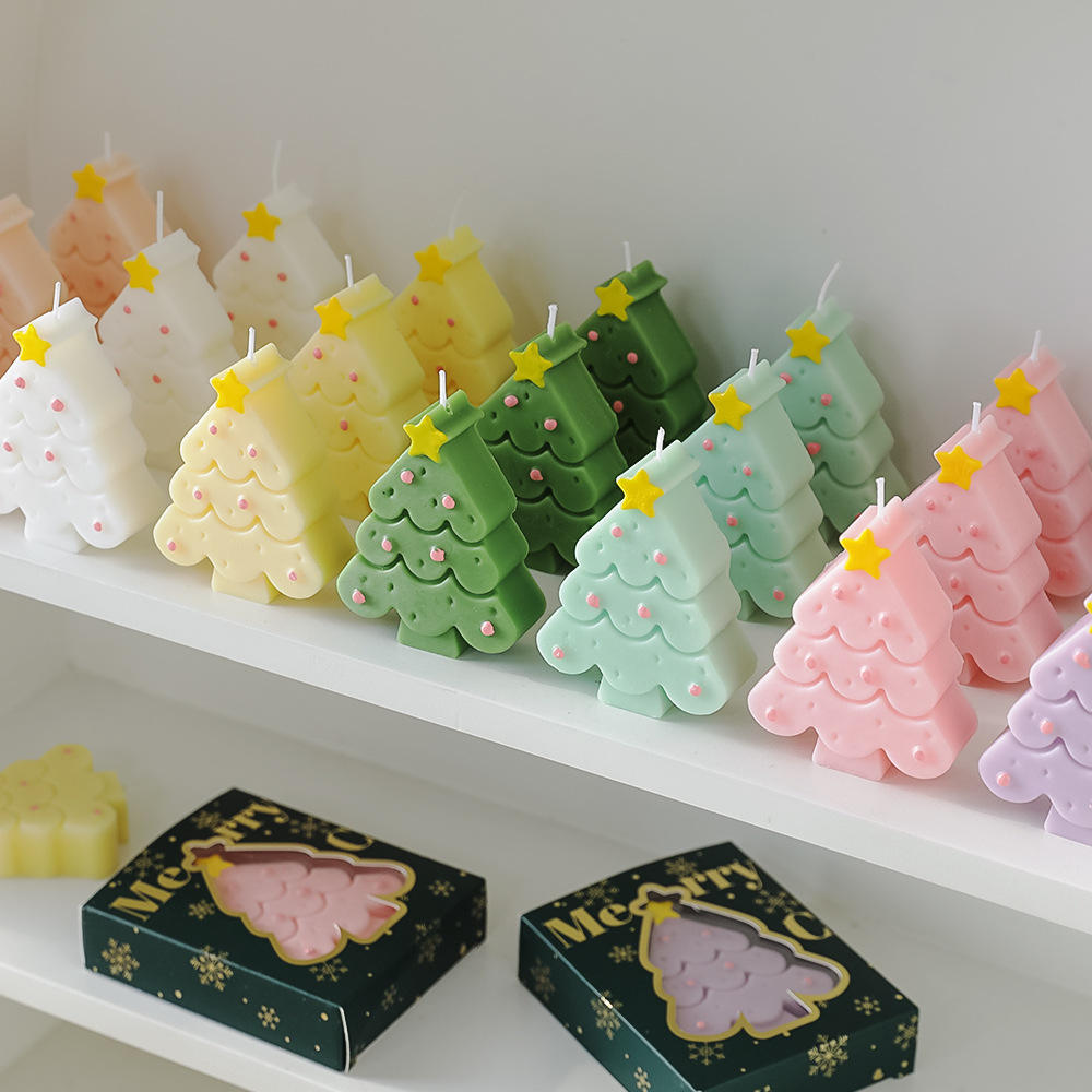 Custom Miniature Christmas Tree Figurine Gift Box Customizable Wedding Birthday Aromatherapy Scented Candle