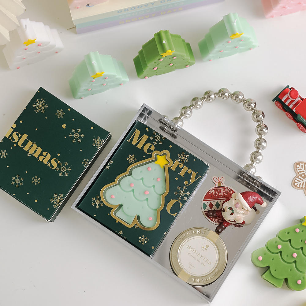 Custom Miniature Christmas Tree Figurine Gift Box Customizable Wedding Birthday Aromatherapy Scented Candle