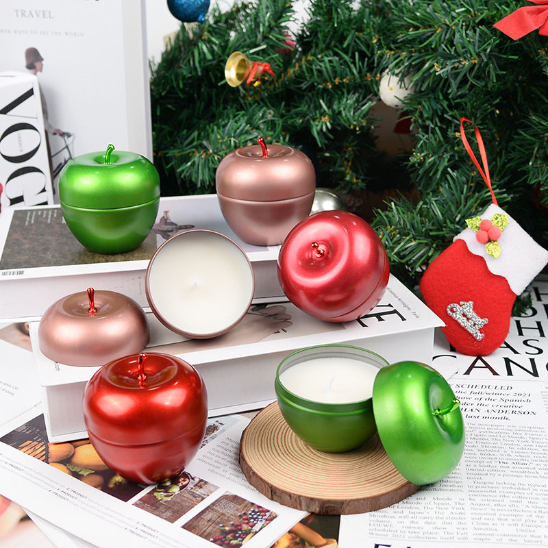 OEM ODM Christmas Luxury Green Red Apple Candle Jar Christmas Candles for Centerpieces & Party Decoration