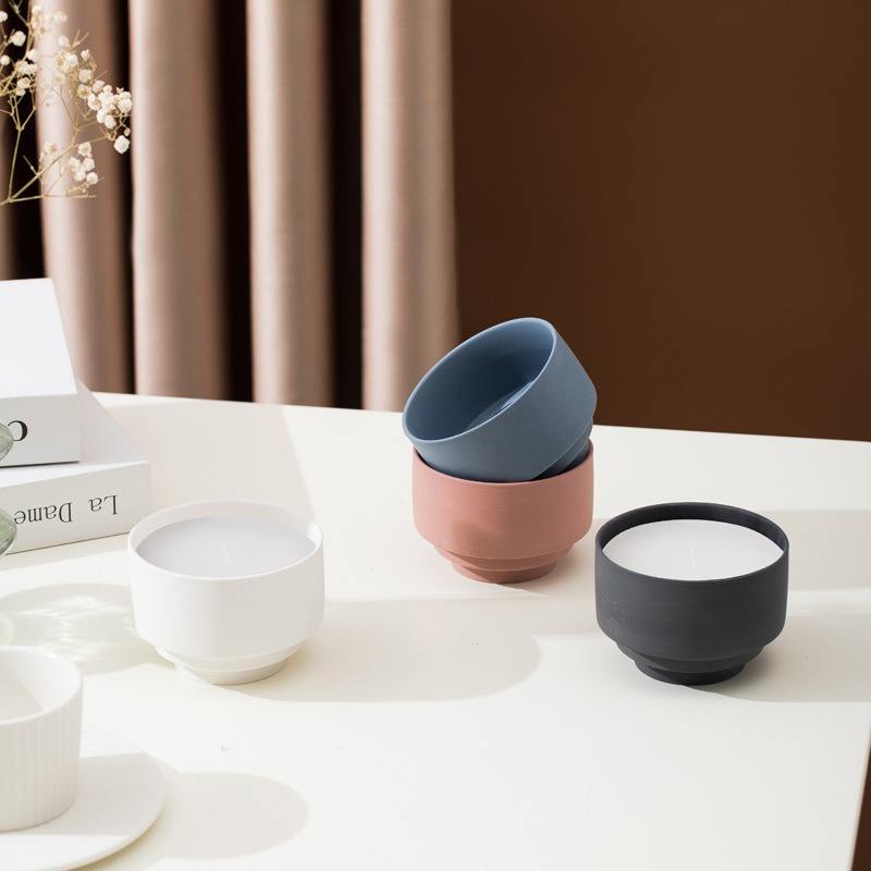 Creative Matte Color Simple Candle Holder Home Decoration Ceramics Candle Jars Empty Scented Candles Jar