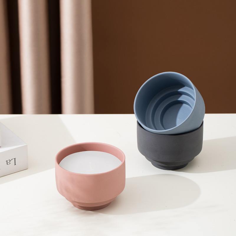 Creative Matte Color Simple Candle Holder Home Decoration Ceramics Candle Jars Empty Scented Candles Jar
