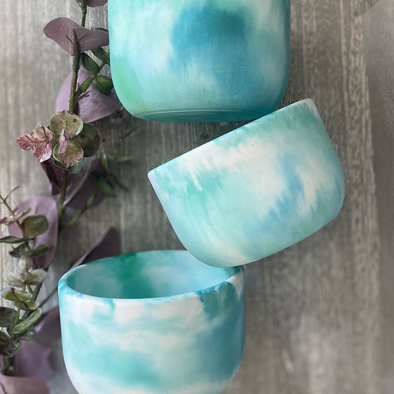 High Quality Popular Soy Wax Scented Candle Colorful Gradient Ceramic Candle for Birthdays Wedding