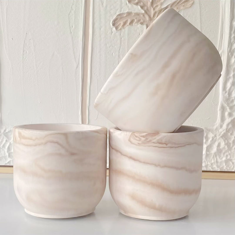 Durable Custom Soy Wax Scented Candle Cylinder Engrave Ceramic Candle for Homeware Tranquillity Collection