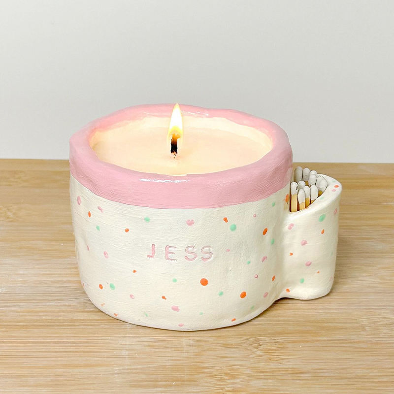 Private Label Unique Scented Ceramic Candle Jar Delicate Ceramic Candle for Birthday Party Decoration