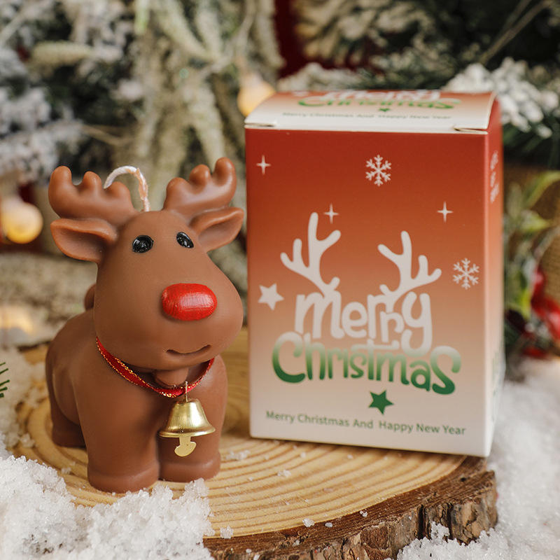 Custom High Quality Soy Wax Mini Aromatherapy Scented Christmas Elk Candle for Home Party