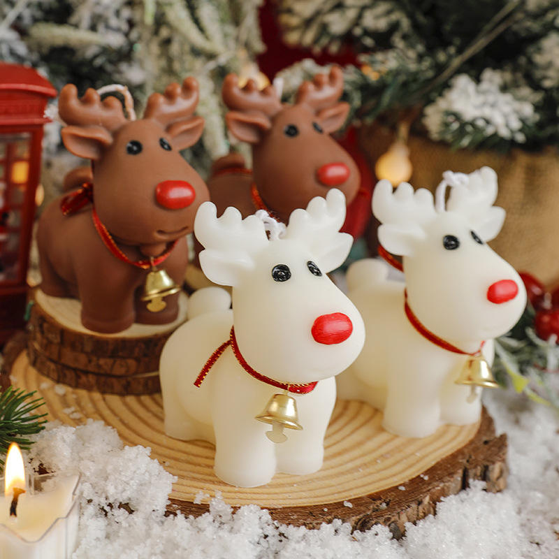 Custom High Quality Soy Wax Mini Aromatherapy Scented Christmas Elk Candle for Home Party