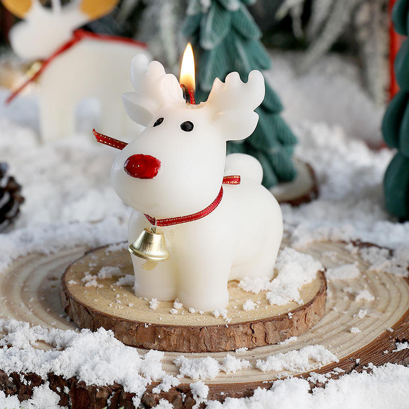 Custom High Quality Soy Wax Mini Aromatherapy Scented Christmas Elk Candle for Home Party