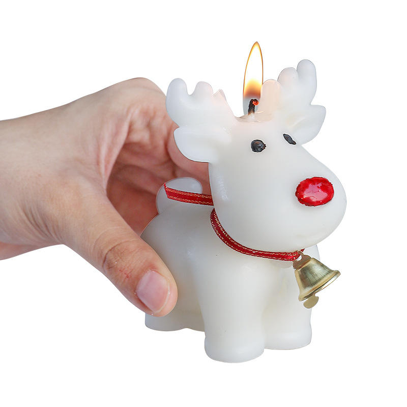 Custom High Quality Soy Wax Mini Aromatherapy Scented Christmas Elk Candle for Home Party
