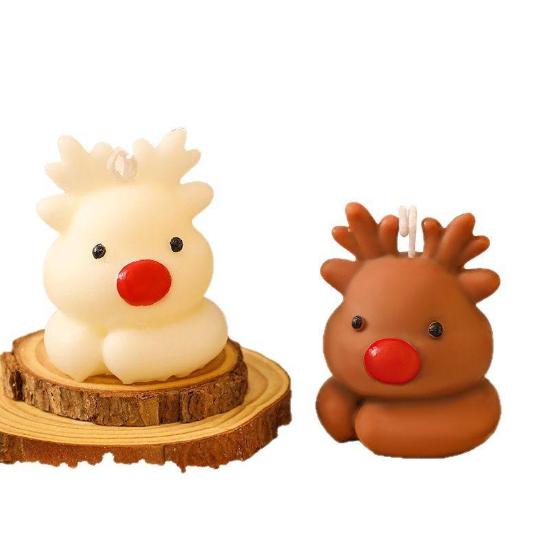 Wholesale Custom Handmade Popular Soy Wax Scented Christmas Candle Creative Christmas Candle with Elk Shape