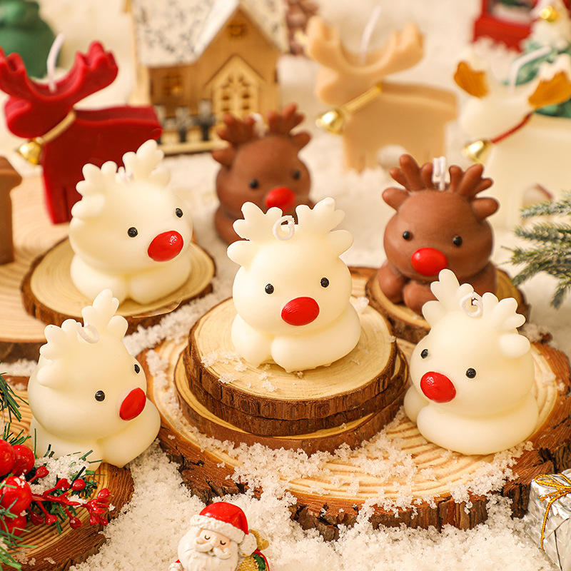 Wholesale Custom Handmade Popular Soy Wax Scented Christmas Candle Creative Christmas Candle with Elk Shape