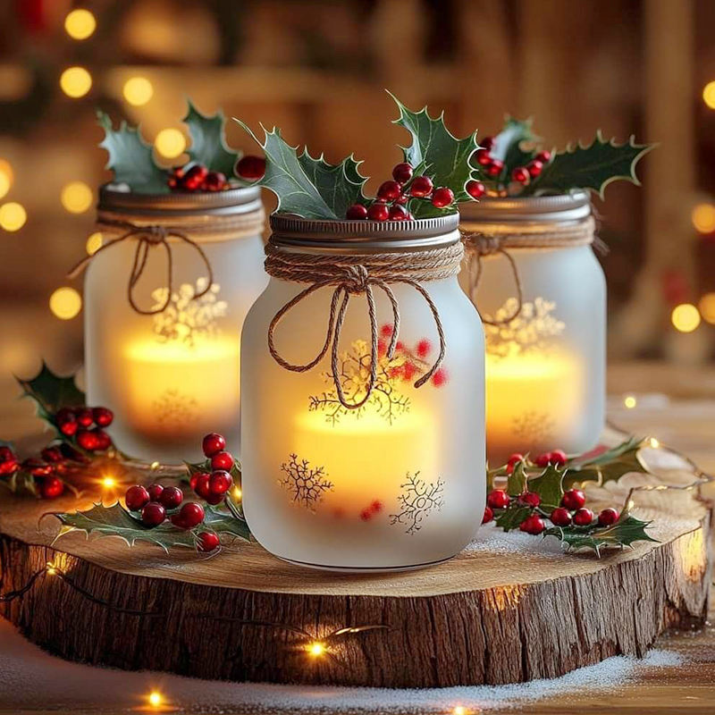 Wholesale Soy Wax Perfume Fragrance Scented Glass Candle Jars clear Glass Candle for Christmas Decoration