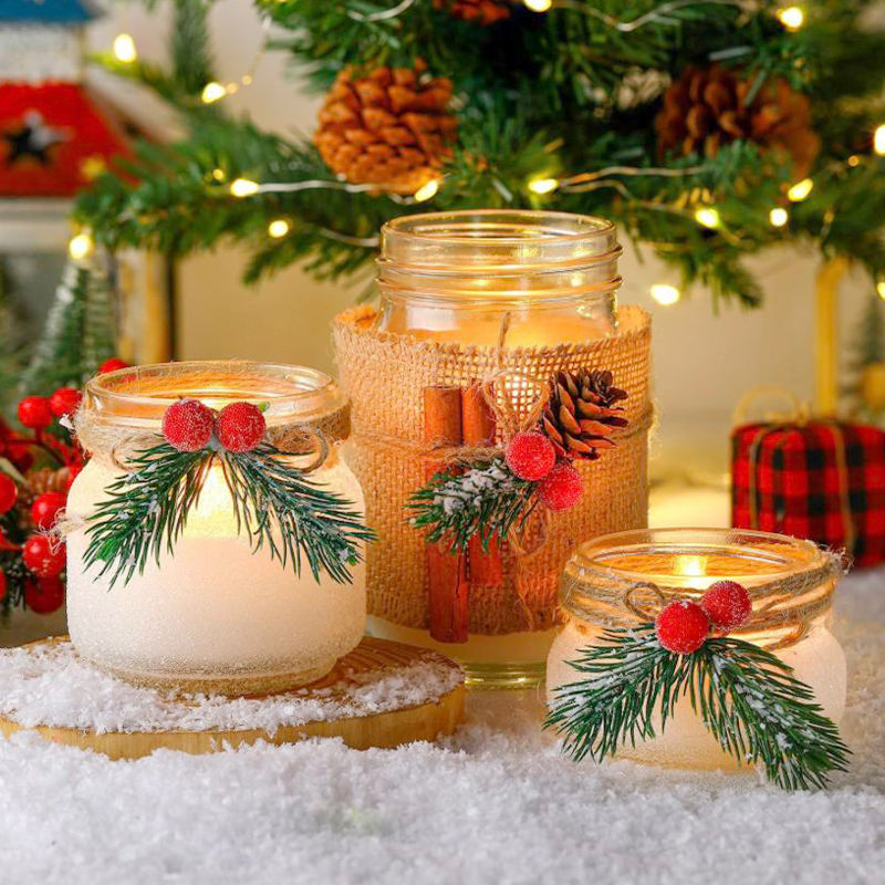 Wholesale Soy Wax Perfume Fragrance Scented Glass Candle Jars clear Glass Candle for Christmas Decoration