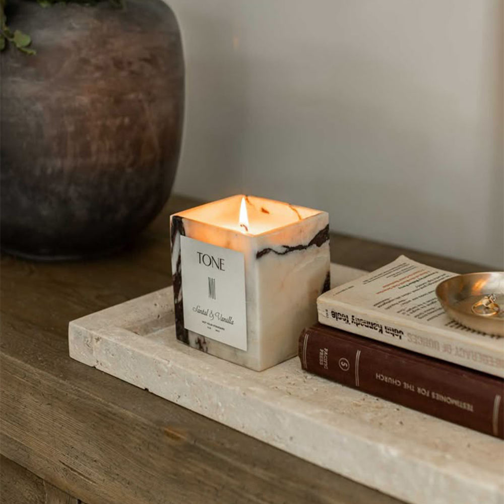 AIKUN Latest Customizable Marble Square Scented Candles With Fragrant Scents for Air Purification