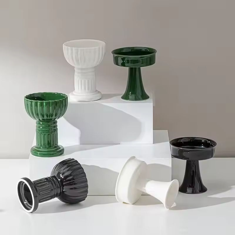 Candlestick Nordic Style Design White Ceramic Creative Aromatherapy Candle Cup Home High-Foot Desktop Ornaments Holder
